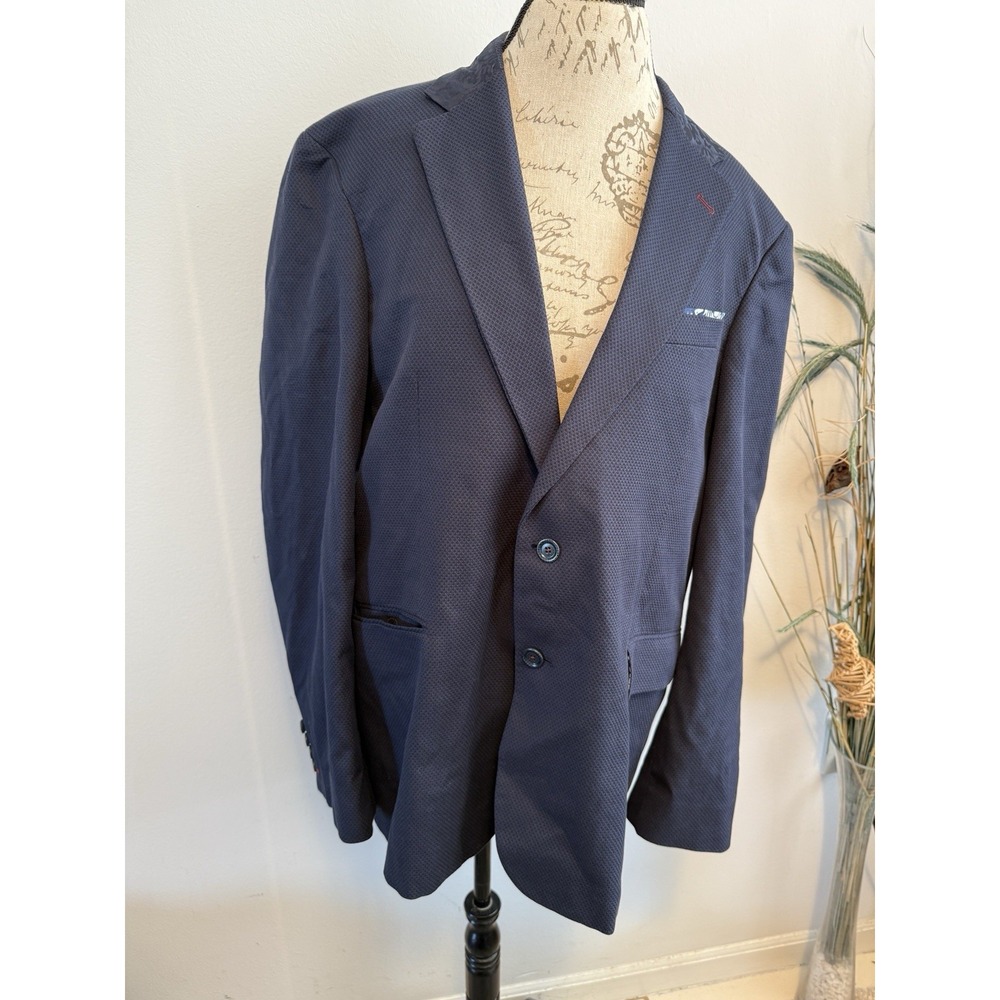 Robert Graham Unstructured Men's Blazer Sport Coat‎ Size 46 Tailored Fit Blue